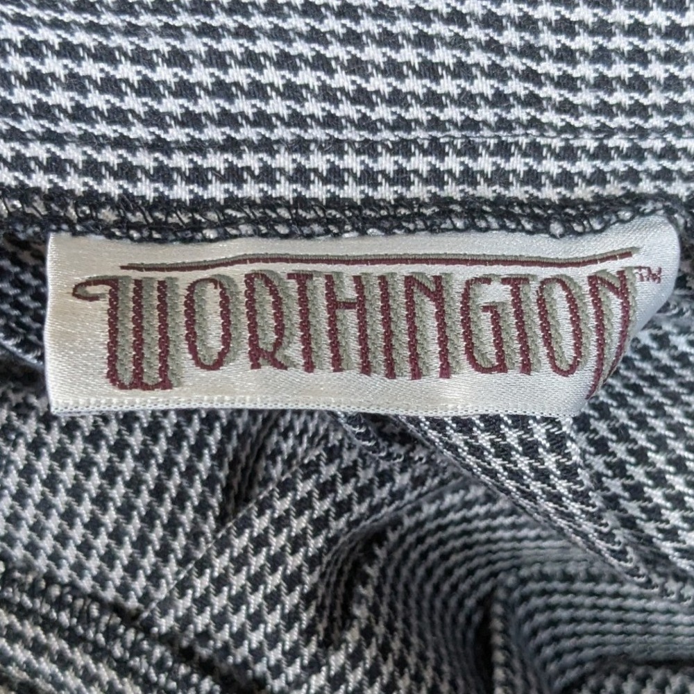 Worthington Vintage Preppy Dark Academia Pleated Houndstooth Midi Skirt Medium - Picture 2 of 6